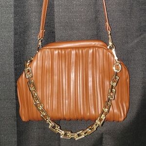 Vegan Leather Chain Camel Pouch Bag Urban Expressions